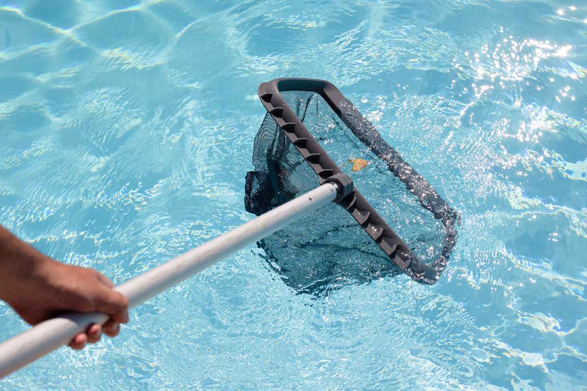 épuisette pour enlever les feuilles de sa piscine
