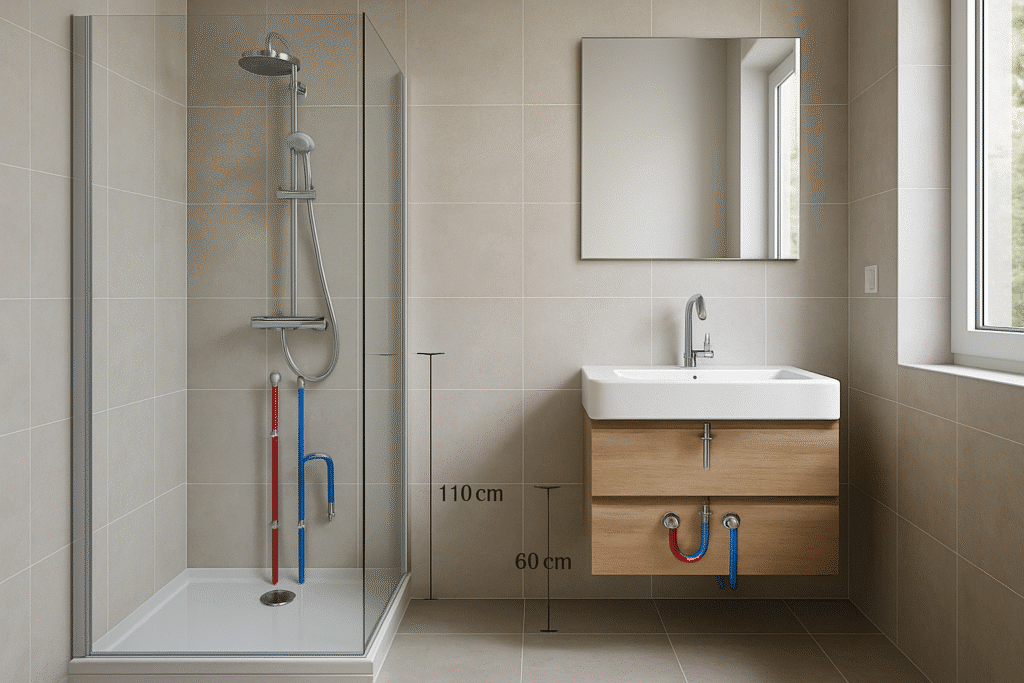Hauteur idéale pour alimentations PER en douche et sous vasque — free download