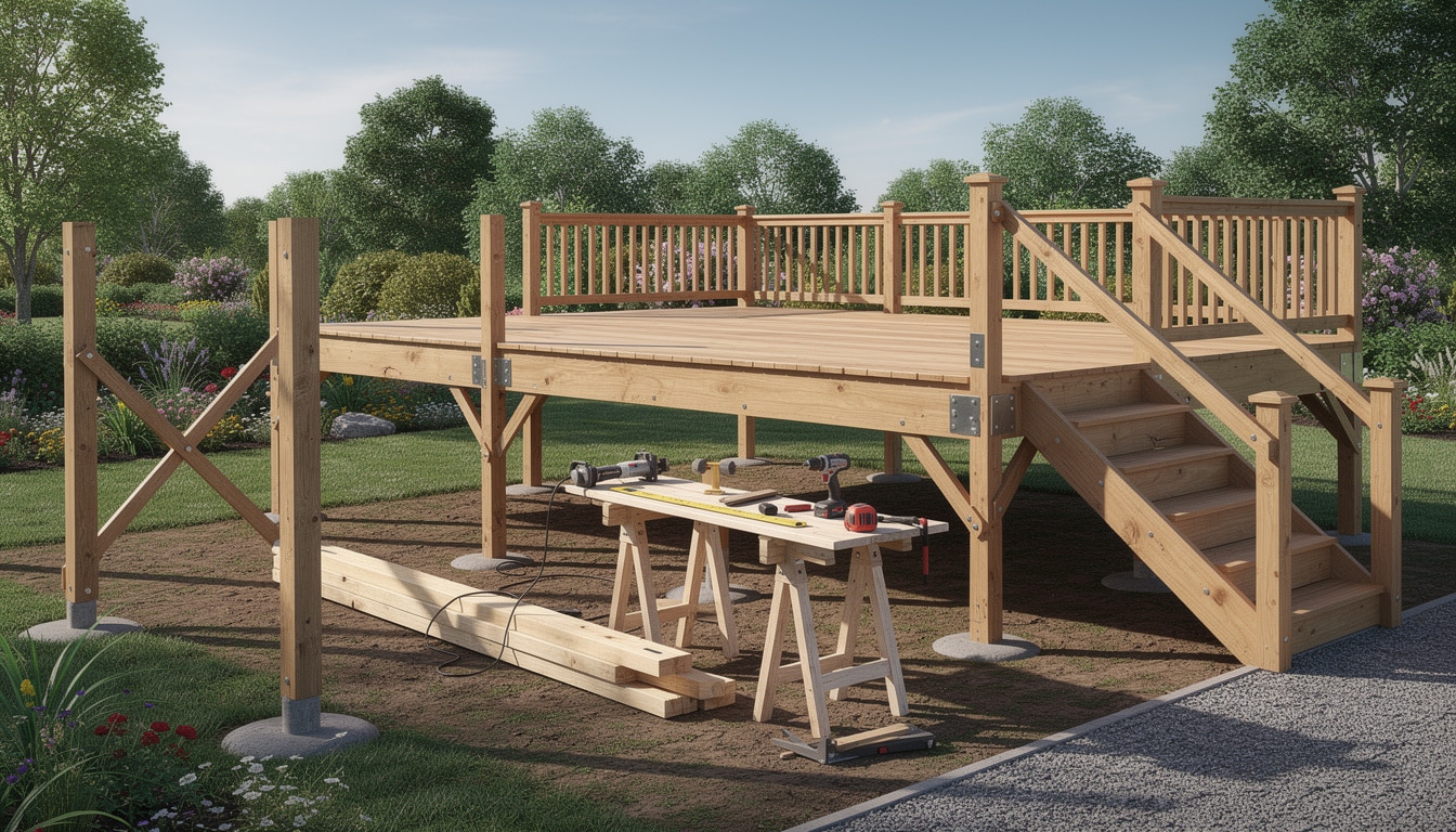 découvrez comment construire une terrasse sur pilotis avec un escalier intégré grâce à notre guide étape par étape, pour un espace extérieur sécurisé et esthétique.