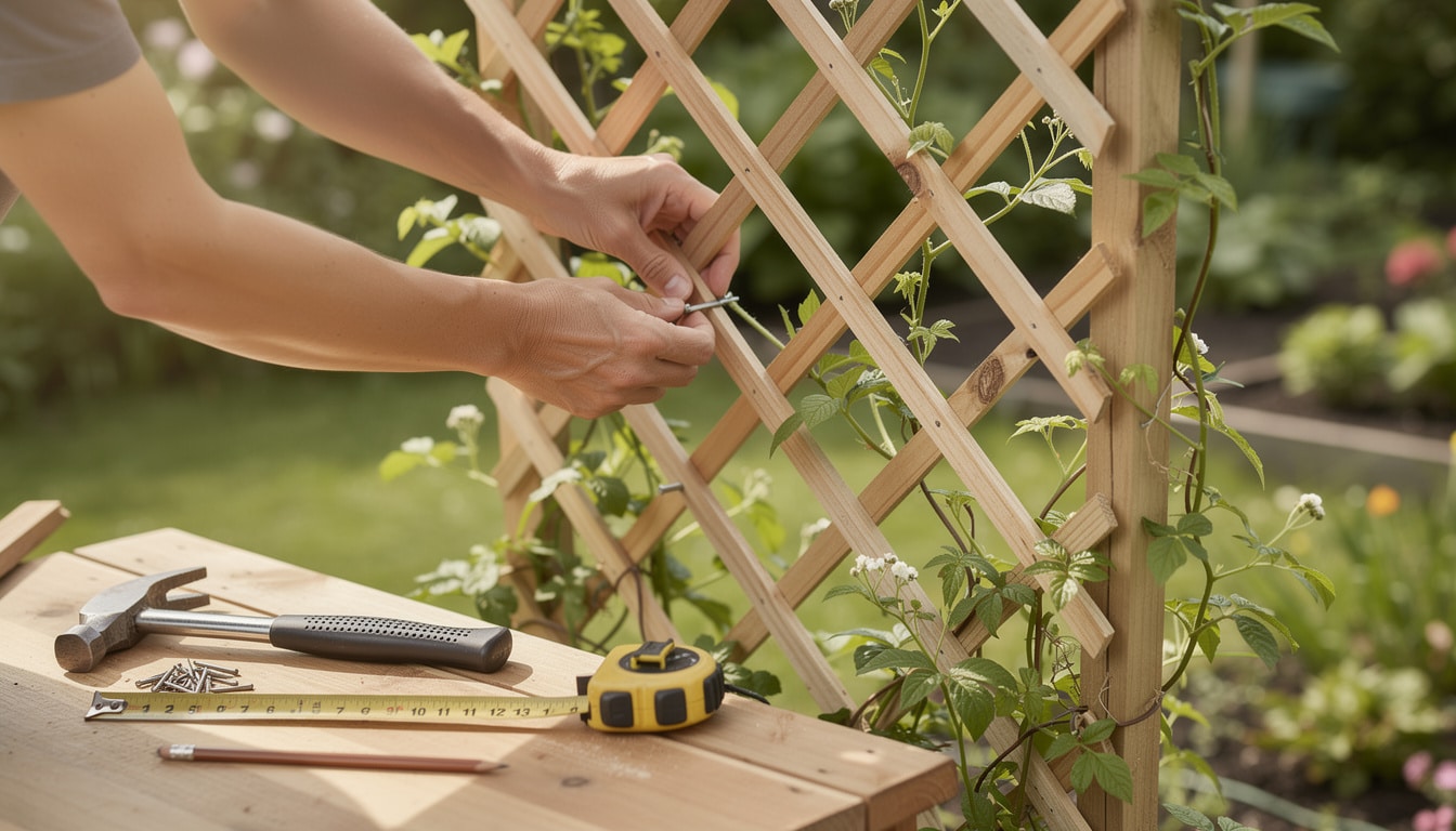 découvrez notre guide pratique pour créer facilement un treillis végétal en bois et embellir votre jardin avec une structure naturelle et durable.